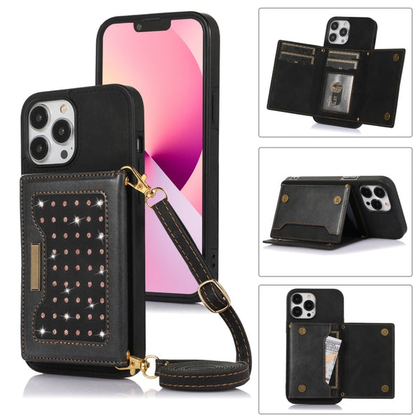 Three-fold RFID Leather Phone Case with Lanyard, For iPhone 14 Pro Max, For iPhone XR, For iPhone XS, For iPhone XS Max
