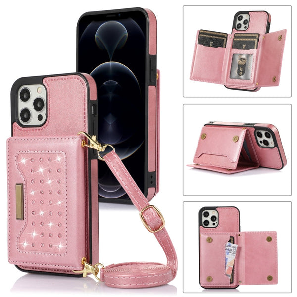 Three-fold RFID Leather Phone Case with Lanyard, For Samsung Galaxy S22 Ultra, For iPhone 12 Pro