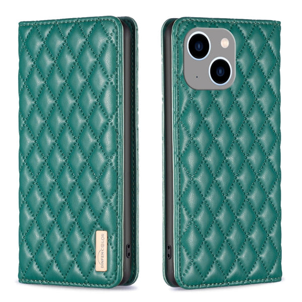 Diamond Lattice Magnetic Leather Flip Phone Case, For iPhone 14 Pro Max, For iPhone 14 Pro, For iPhone 14 Plus, For iPhone 14
