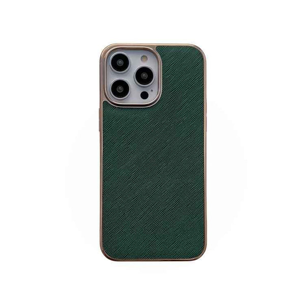 Nano Electroplating Cross Texture Genuine Leather Phone Case, For iPhone 14 Pro Max, For iPhone 14 Pro, For iPhone 14, For iPhone 14 Plus, For iPhone 13 Pro Max, For iPhone 13 Pro