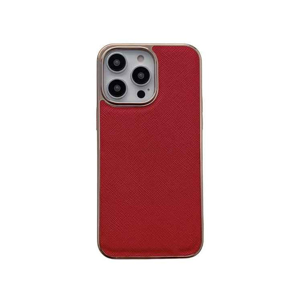 Nano Electroplating Cross Texture Genuine Leather Phone Case, For iPhone 14 Pro Max, For iPhone 14 Pro, For iPhone 14, For iPhone 14 Plus, For iPhone 13 Pro Max, For iPhone 13 Pro