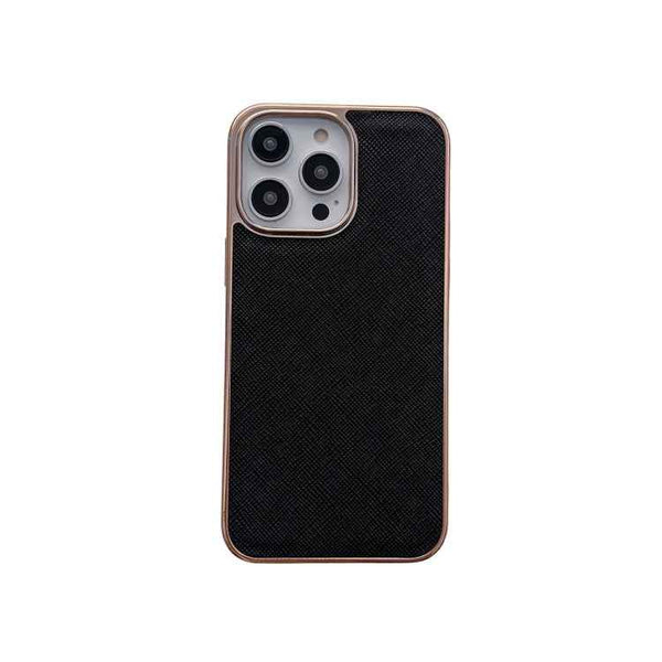 Nano Electroplating Cross Texture Genuine Leather Phone Case, For iPhone 14 Pro Max, For iPhone 14 Pro, For iPhone 14, For iPhone 14 Plus, For iPhone 13 Pro Max, For iPhone 13 Pro