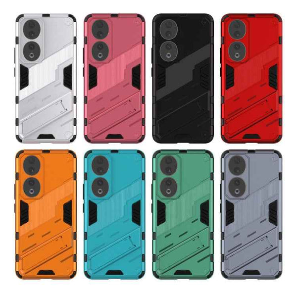 For Honor 90 Punk Armor PC + TPU Phone Case with Holder(Black)