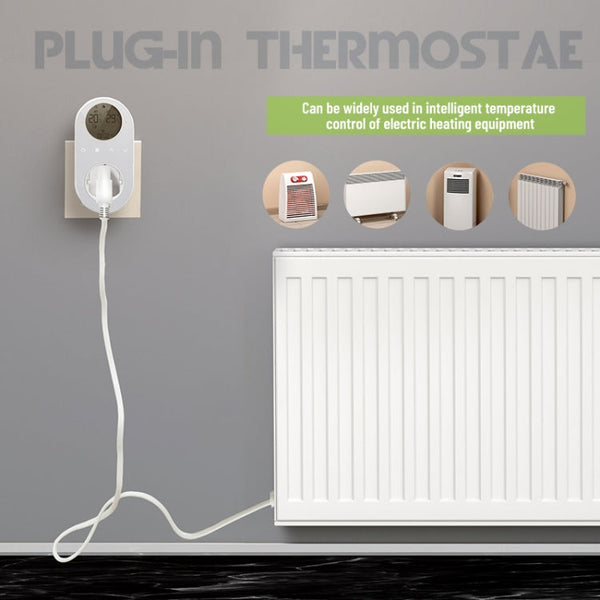 Plug-in LCD Thermostat, EU Plug, With WiFi, Without WiFi