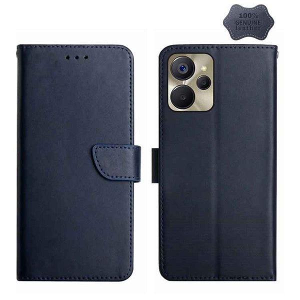 Genuine Leather Fingerprint-proof Flip Phone Case, For Motorola Moto E22s, For Realme 9i 5G, For Realme 10 Pro+