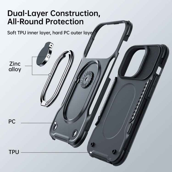 For iPhone 14 Pro JOYROOM PC + TPU Dual-layer Shockproof Phone Case with Rotating Holder(Black)