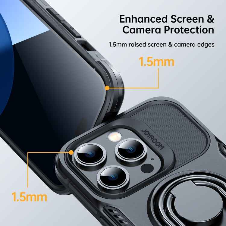 For iPhone 14 Pro JOYROOM PC + TPU Dual-layer Shockproof Phone Case with Rotating Holder(Black)