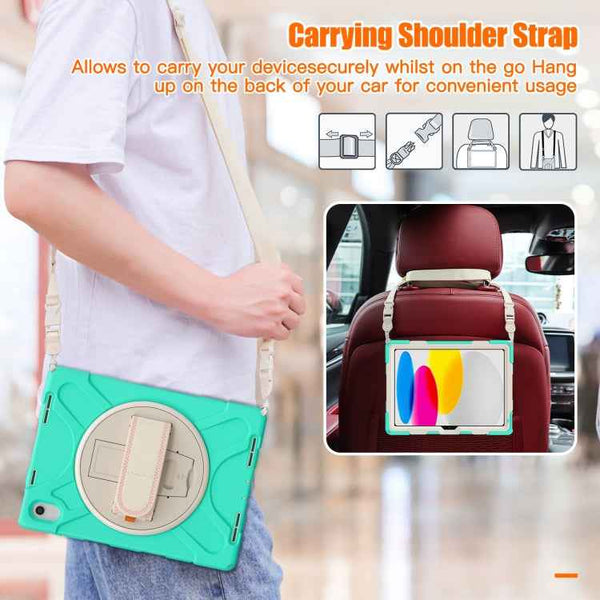 Rotatable Kickstand Grip Heavy Duty Hard Rugged Tablet Case, For iPad 10th Gen 10.9 2022