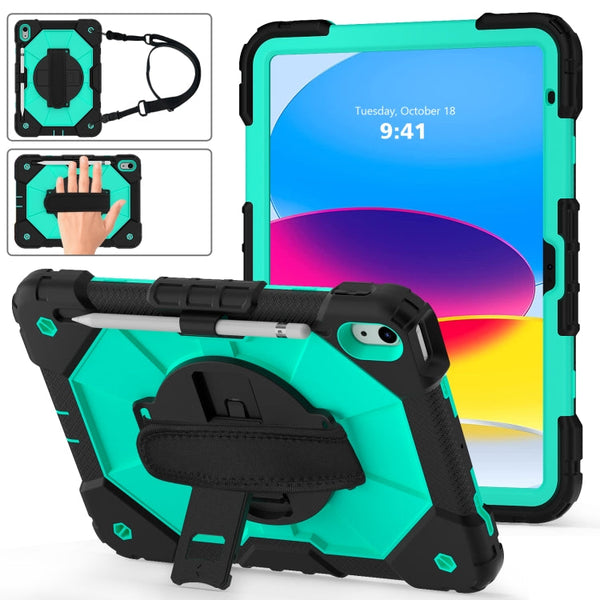 Contrast Color Robot Shockproof Silicon + PC Tablet Protective Case with Crossbody Rope, For iPad 10th Gen 10.9 2022