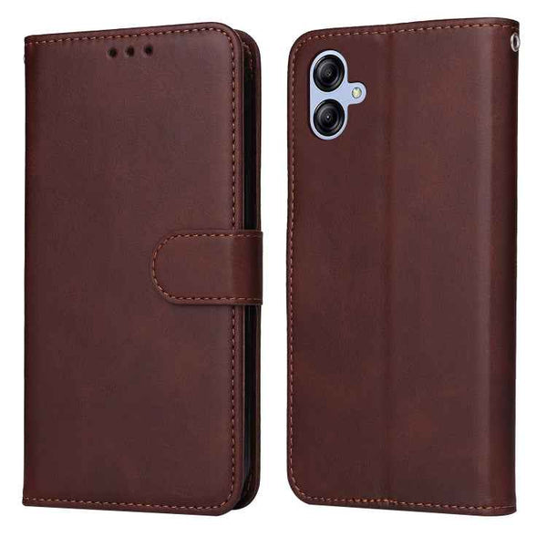 For Samsung Galaxy A04e Classic Calf Texture Flip Leather Phone Case(Brown)