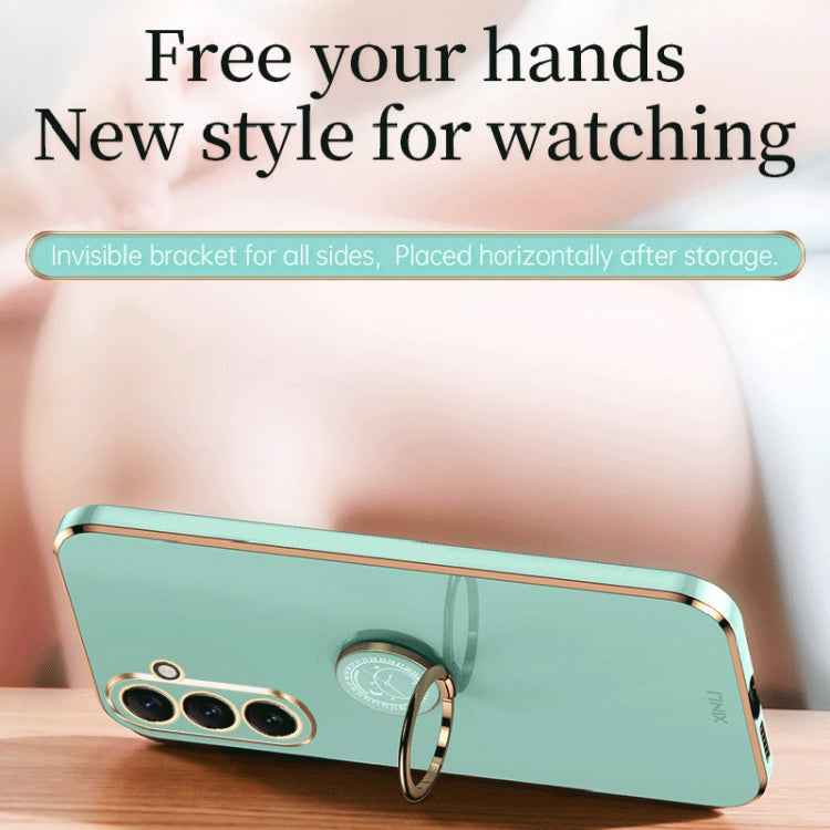 For Samsung Galaxy A54 5G XINLI Straight Edge Electroplate TPU Phone Case with Ring(Pink)