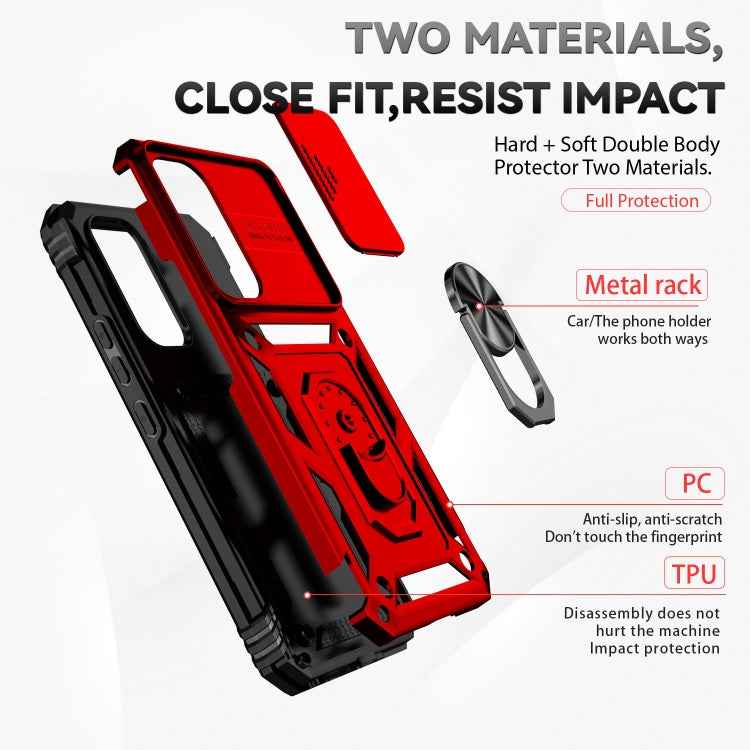 For Samsung Galaxy A54 5G Sliding Camshield Holder Phone Case(Red)