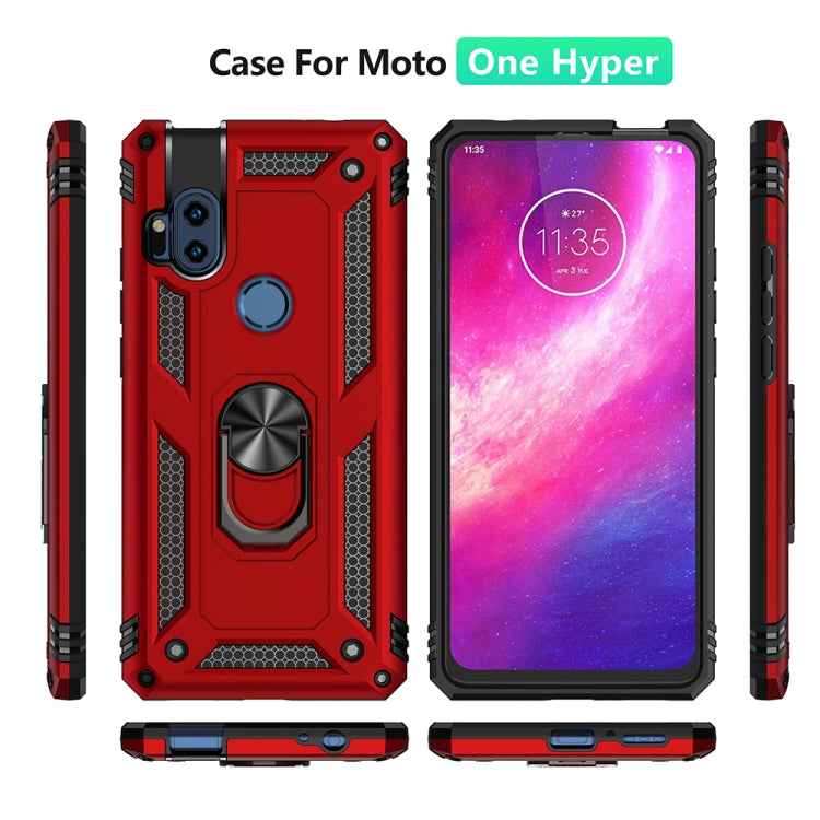Shockproof TPU + PC Protective Case with 360 Degree Rotating Holder, For Motorola One Hyper