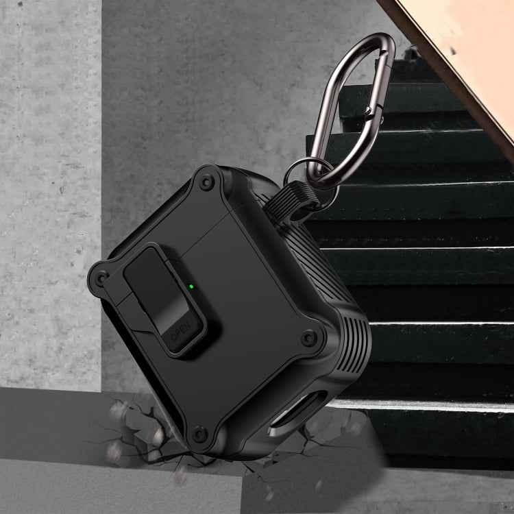 For AirPods 1 / 2 Eagle Shockproof Earphone Protective Case with Switch(Black)