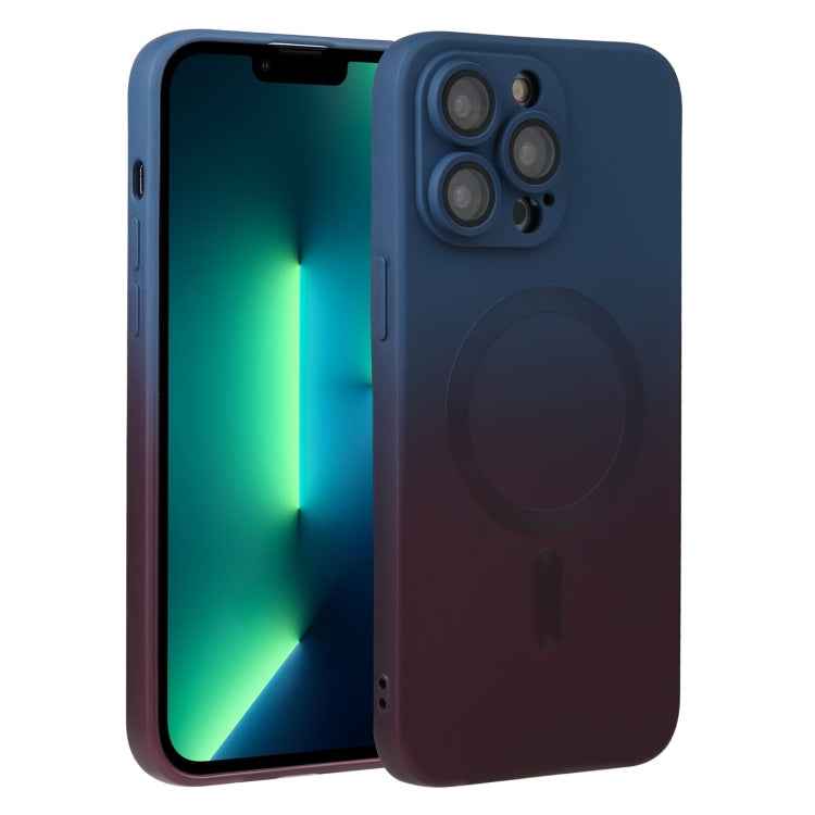 For iPhone 13 Pro Max Liquid TPU Silicone Gradient MagSafe Phone Case(Blue Purple)