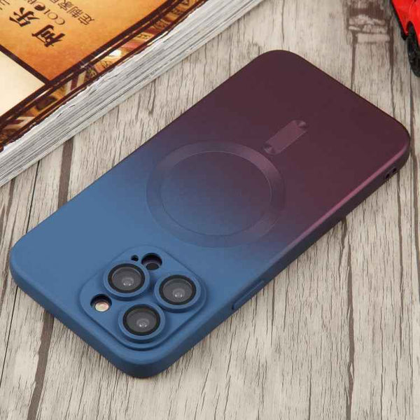 For iPhone 13 Pro Max Liquid TPU Silicone Gradient MagSafe Phone Case(Blue Purple)