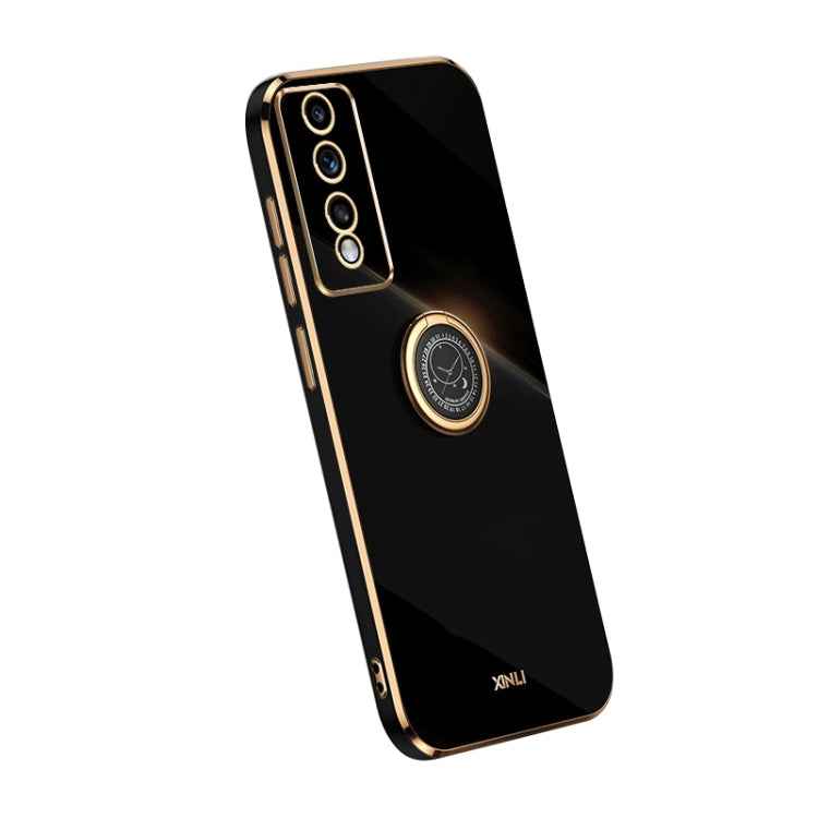 XINLI Straight Edge 6D Electroplate TPU Phone Case with Ring Holder, For Honor 80 GT 5G, For Honor 80 Pro Flat