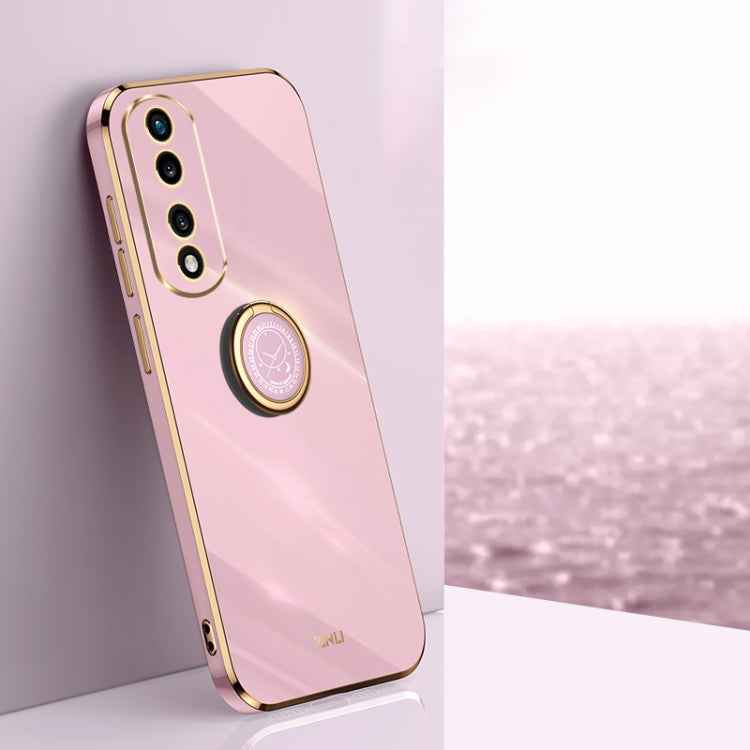 XINLI Straight Edge 6D Electroplate TPU Phone Case with Ring Holder, For Honor 80 GT 5G, For Honor 80 Pro Flat