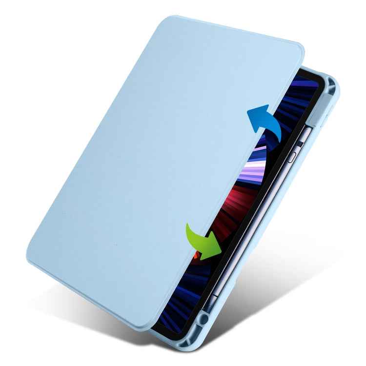 For iPad Pro 11 2022/2021/2020/2018 / Air 10.9 2022 / 10.9 2020  Acrylic 360 Degree Rotation Holder Tablet Leather Case(Ice Blue)