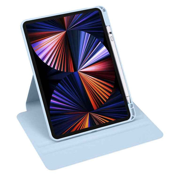 For iPad Pro 11 2022/2021/2020/2018 / Air 10.9 2022 / 10.9 2020  Acrylic 360 Degree Rotation Holder Tablet Leather Case(Ice Blue)