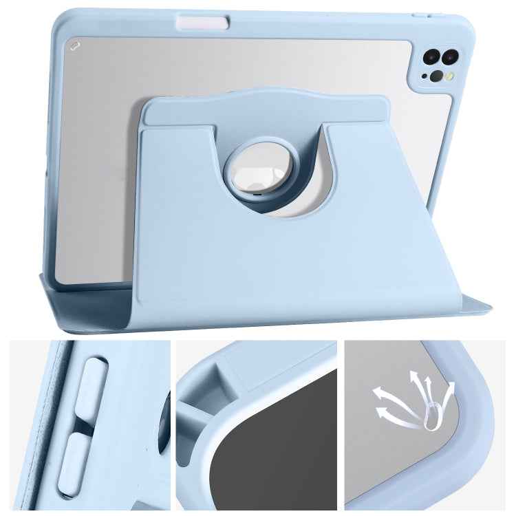For iPad Pro 11 2022/2021/2020/2018 / Air 10.9 2022 / 10.9 2020  Acrylic 360 Degree Rotation Holder Tablet Leather Case(Ice Blue)