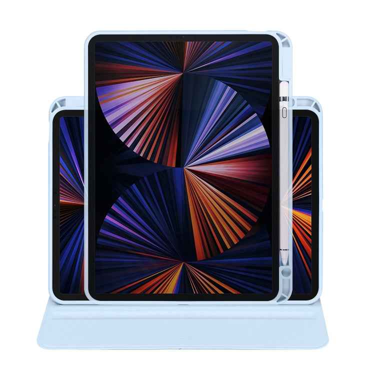 For iPad Pro 11 2022/2021/2020/2018 / Air 10.9 2022 / 10.9 2020  Acrylic 360 Degree Rotation Holder Tablet Leather Case(Ice Blue)