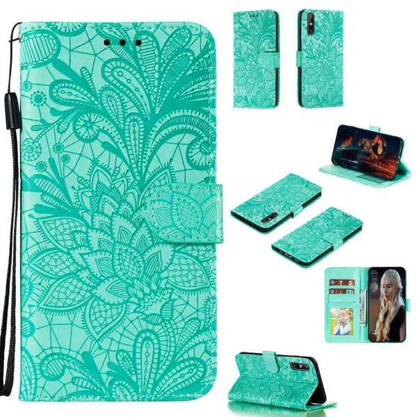 Lace Flower Embossing Pattern Horizontal Flip Leather Case , with Holder & Card Slots & Wallet & Photo Frame & Lanyard, For Huawei Enjoy 10e, For Xiaomi Redmi K30 Pro, For Xiaomi Redmi Note 9 Pro, For Xiaomi Redmi Note 9 Pro Max
