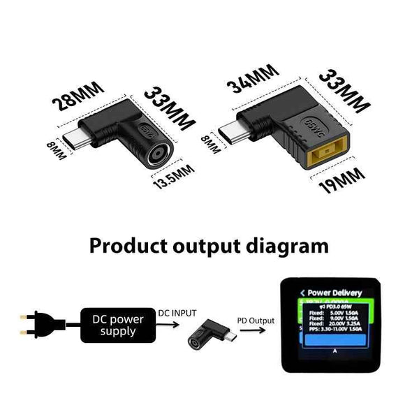 4.0x1.7mm 65W DC Input to USB-C / Type-C PD Power Adapter