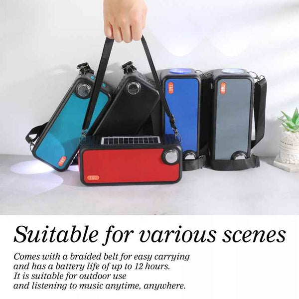 T&G TG637 Outdoor Portable Solar Power Wireless Bluetooth Speaker with FM / Flashlight / TF Card Slot(Black)