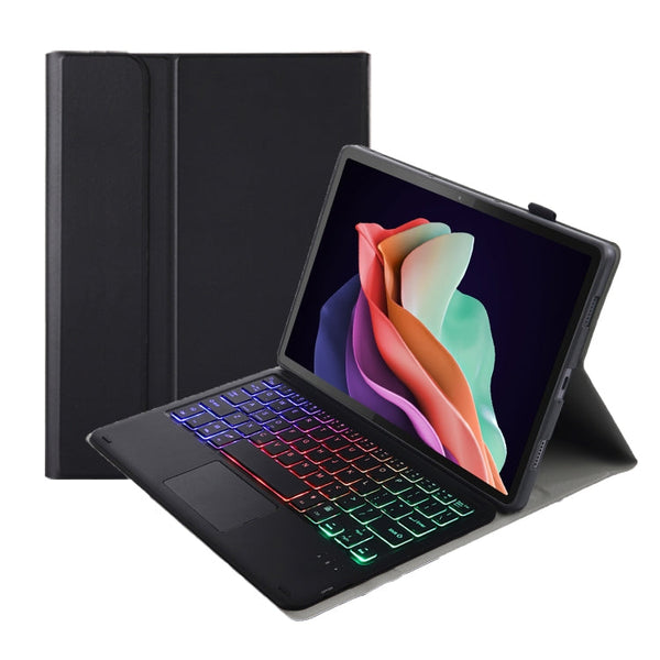 AHW13-AS Lambskin Texture Ultra-thin Detachable Backlight Bluetooth Keyboard Leather Case with Touchpad