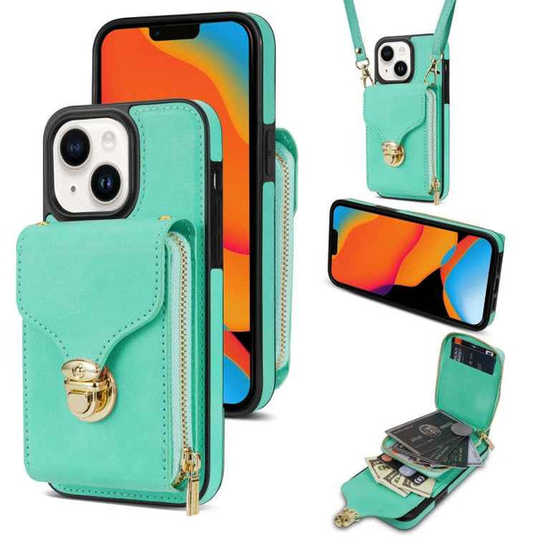 Zipper Hardware Card Wallet Phone Case, For iPhone 11 Pro Max, For iPhone 11 Pro, For iPhone 11, For iPhone 13 mini