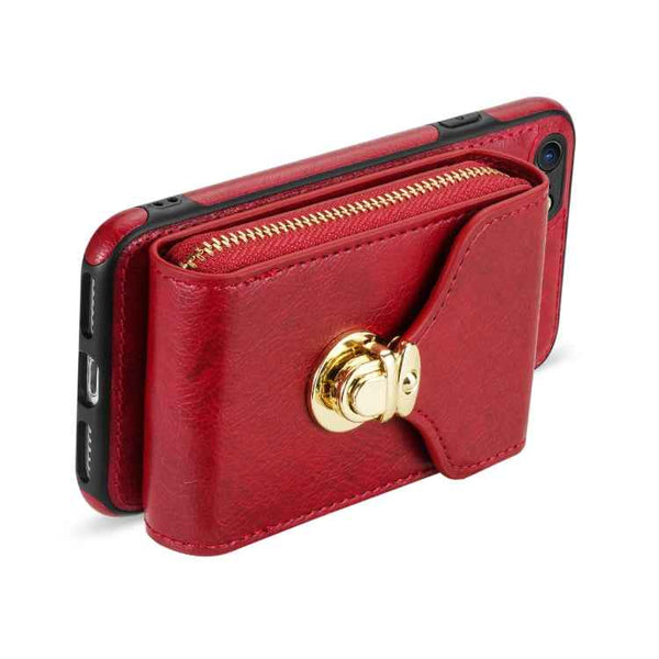 Zipper Hardware Card Wallet Phone Case, For iPhone SE 2022 / SE 2020 / 8 / 7, For iPhone 8 Plus / 7 Plus, For iPhone 6s Plus / 6 Plus, For iPhone 6s / 6