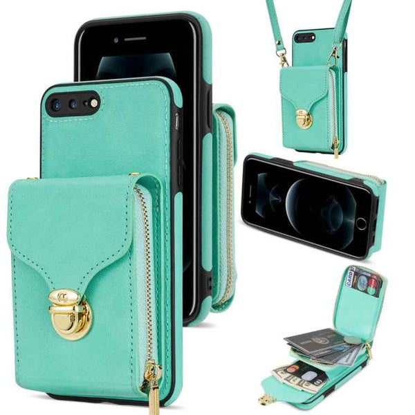 Zipper Hardware Card Wallet Phone Case, For iPhone SE 2022 / SE 2020 / 8 / 7, For iPhone 8 Plus / 7 Plus, For iPhone 6s Plus / 6 Plus, For iPhone 6s / 6