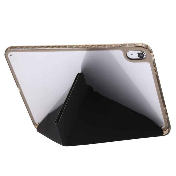 For iPad 10th Gen 10.9 2022 Clear Acrylic Deformation Leather Tablet Case(Black)