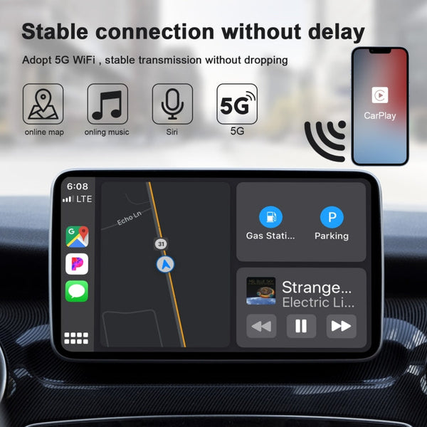 THT-020-2 USB + USB-C / Type-C Wired to Wireless Carplay Adapter for iPhone