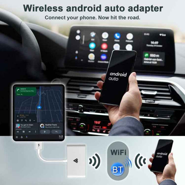 THT-020-2+ USB + USB-C / Type-C Wired to Wireless Carplay Adapter for Android Smartphone(White)