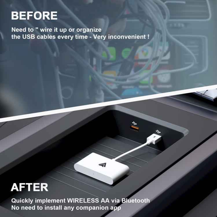 THT-020-2+ USB + USB-C / Type-C Wired to Wireless Carplay Adapter for Android Smartphone(White)