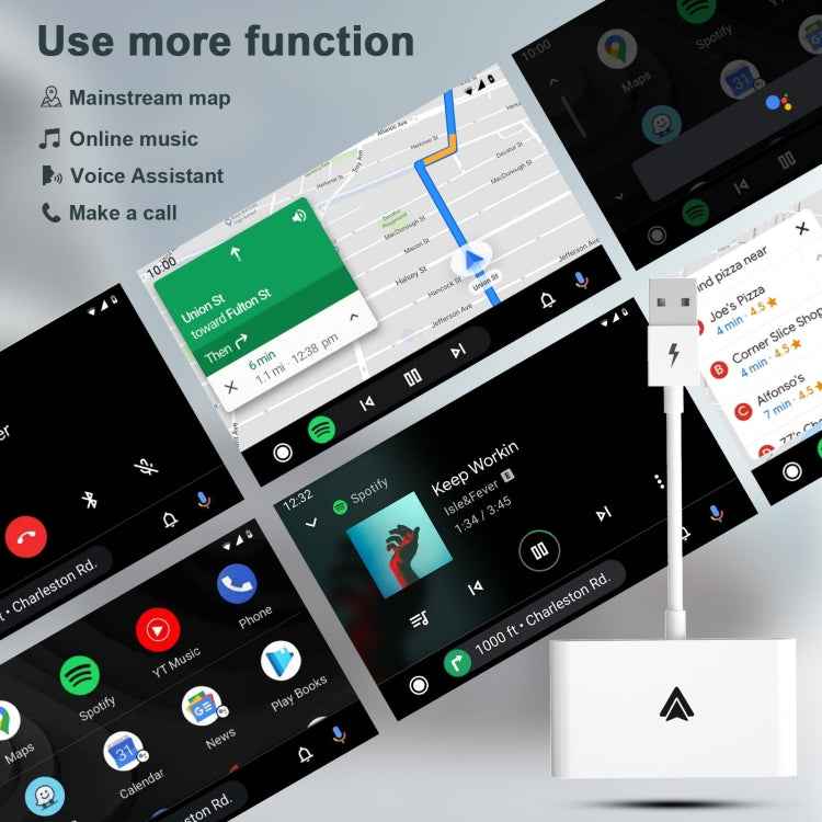 THT-020-2+ USB + USB-C / Type-C Wired to Wireless Carplay Adapter for Android Smartphone(White)