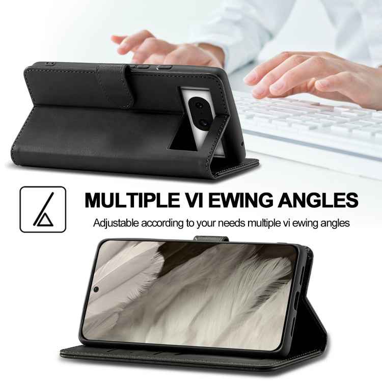 For Google Pixel 7a LC.IMEEKE Calf Texture Flip Leather Phone Case(Black)