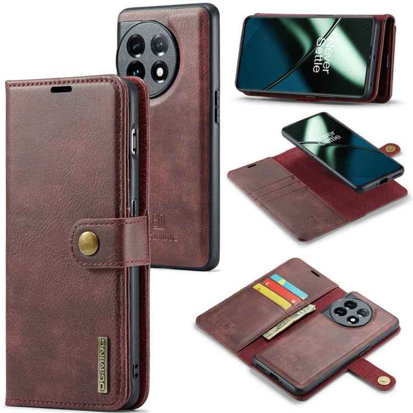 DG.MING Crazy Horse Texture Detachable Magnetic Leather Case, For OnePlus 15, For OnePlus 12, For OnePlus 11
