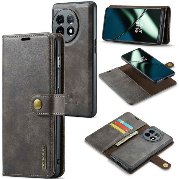 DG.MING Crazy Horse Texture Detachable Magnetic Leather Case, For OnePlus 15, For OnePlus 12, For OnePlus 11