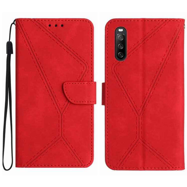 Stitching Embossed Leather Phone Case, For Sony Xperia 10 V