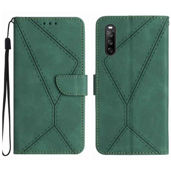 Stitching Embossed Leather Phone Case, For Sony Xperia 10 V