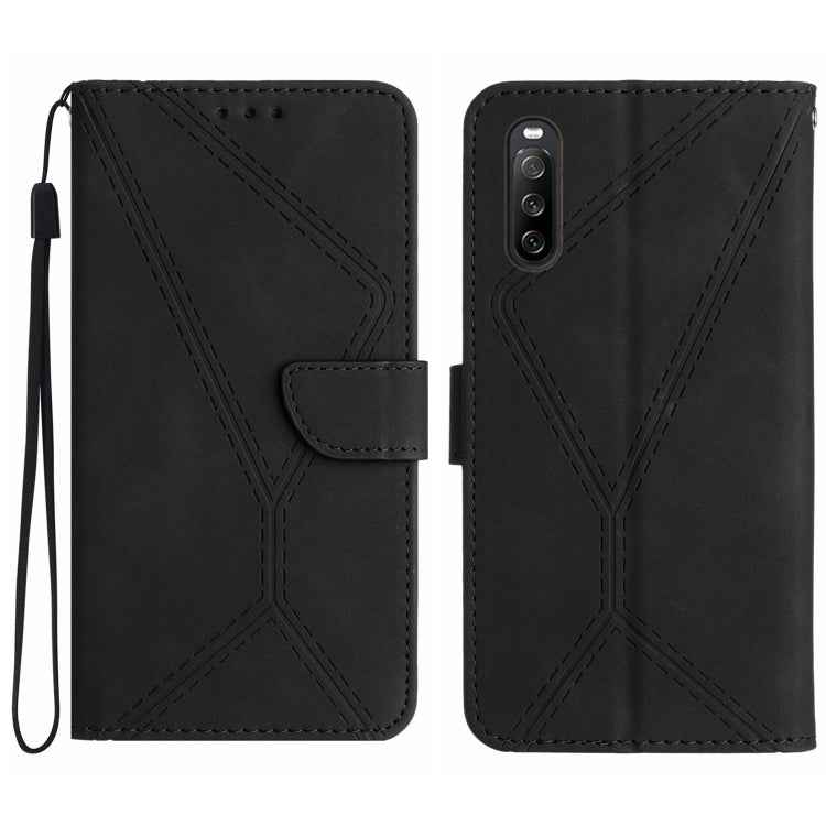 Stitching Embossed Leather Phone Case, For Sony Xperia 10 V