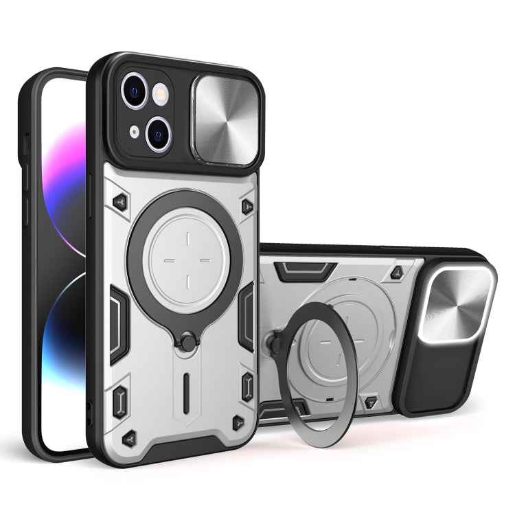 CD Texture Sliding Camshield Magnetic Holder Phone Case, For iPhone 16, For iPhone 15 Pro Max, For iPhone 15 Pro, For iPhone 15 Plus