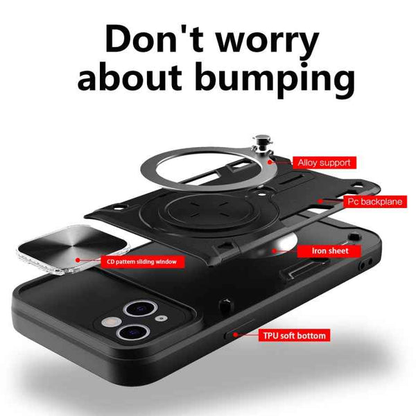 CD Texture Sliding Camshield Magnetic Holder Phone Case, For iPhone 15, For iPhone 14 Plus, For iPhone 14, For iPhone 14 Pro