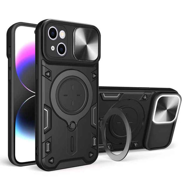 CD Texture Sliding Camshield Magnetic Holder Phone Case, For iPhone 15, For iPhone 14 Plus, For iPhone 14, For iPhone 14 Pro