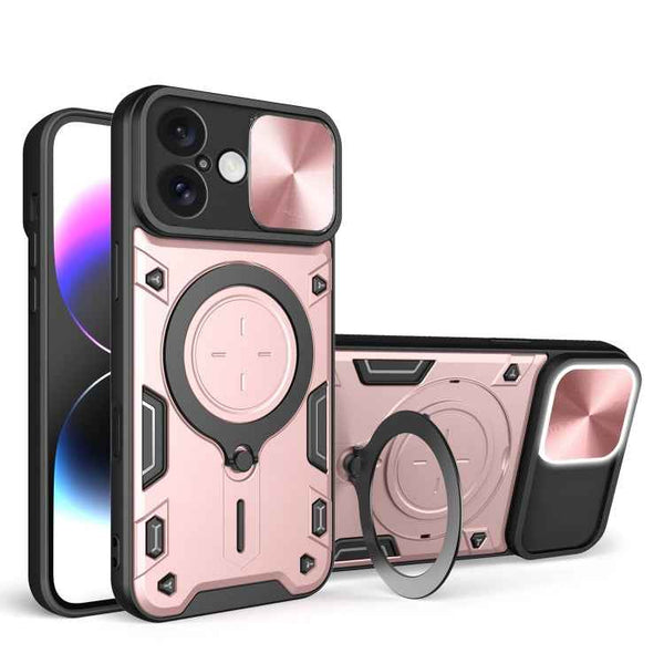 CD Texture Sliding Camshield Magnetic Holder Phone Case, For iPhone 16, For iPhone 15 Pro Max, For iPhone 15 Pro, For iPhone 15 Plus