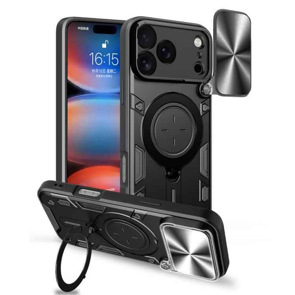 CD Texture Sliding Camshield Magnetic Holder Phone Case, For iPhone 17 Pro Max, For iPhone 17 Pro, For iPhone 17, For iPhone Air