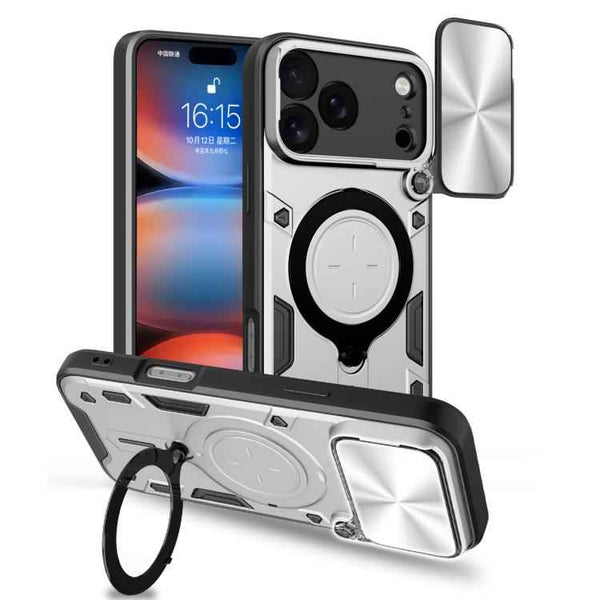 CD Texture Sliding Camshield Magnetic Holder Phone Case, For iPhone 17 Pro Max, For iPhone 17 Pro, For iPhone 17, For iPhone Air